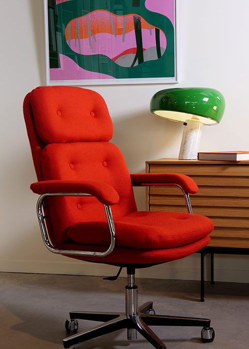 chaise de bureau vintage made in france heritage 80 laine europost orange