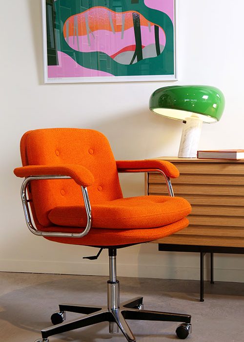 photo chaise de bureau vintage petit dossier heritage 80 en laine hallingdal orange